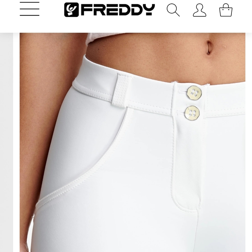 NEW w TAGS Freddy Women's WHITE WR.UP Faux Leather Pants Size L